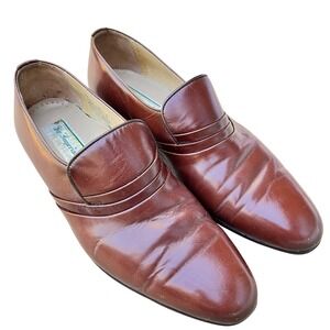 Vintage 50s-60s Sir Imperial Men's Quality Brown Leather Shoes Size 8.5D Slip On
